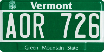 VT license plate AOR726