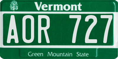 VT license plate AOR727