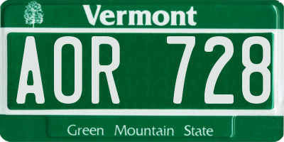 VT license plate AOR728