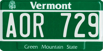 VT license plate AOR729