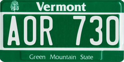 VT license plate AOR730