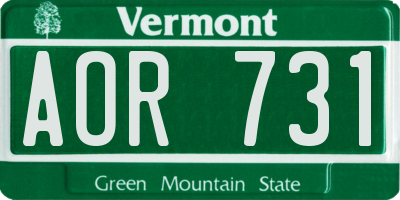 VT license plate AOR731
