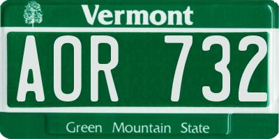 VT license plate AOR732