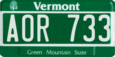 VT license plate AOR733