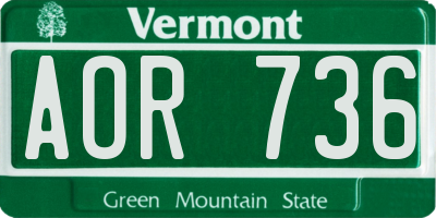 VT license plate AOR736