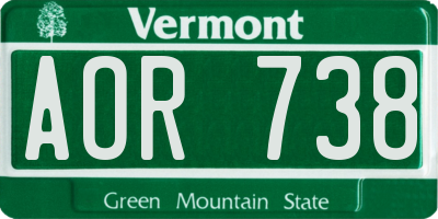 VT license plate AOR738