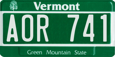 VT license plate AOR741