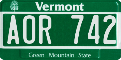 VT license plate AOR742