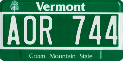 VT license plate AOR744