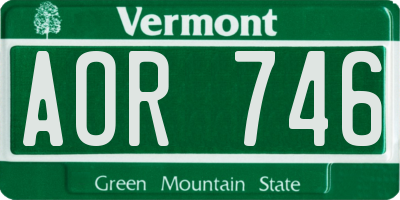 VT license plate AOR746