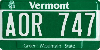 VT license plate AOR747