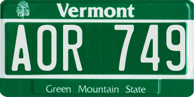 VT license plate AOR749