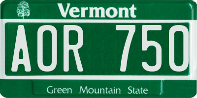VT license plate AOR750