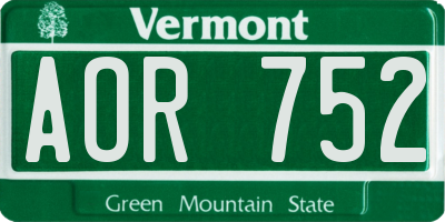 VT license plate AOR752