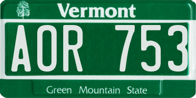 VT license plate AOR753