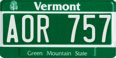 VT license plate AOR757