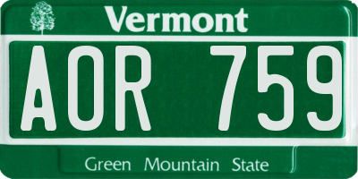 VT license plate AOR759