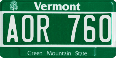 VT license plate AOR760