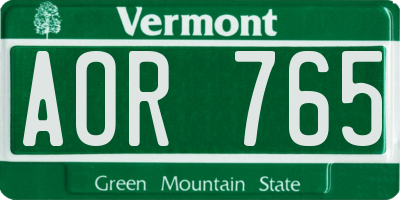 VT license plate AOR765