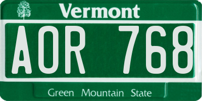 VT license plate AOR768
