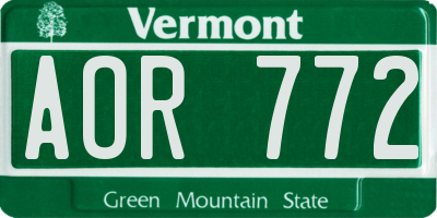 VT license plate AOR772