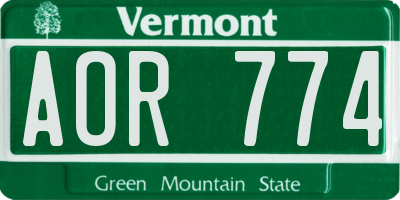 VT license plate AOR774