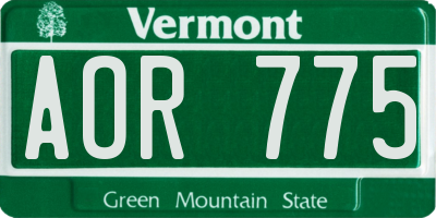 VT license plate AOR775