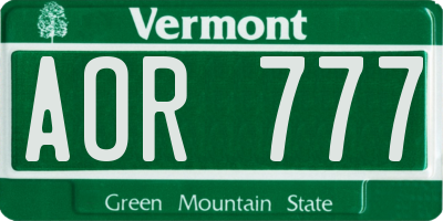 VT license plate AOR777