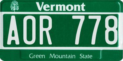 VT license plate AOR778