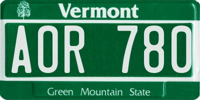 VT license plate AOR780
