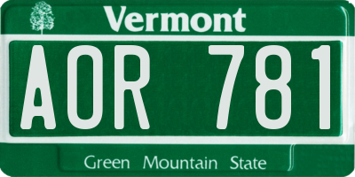 VT license plate AOR781
