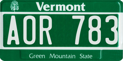 VT license plate AOR783