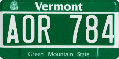 VT license plate AOR784