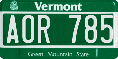 VT license plate AOR785
