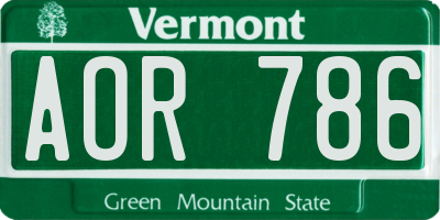 VT license plate AOR786
