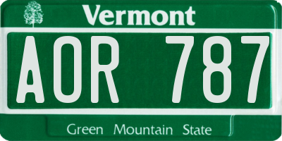 VT license plate AOR787
