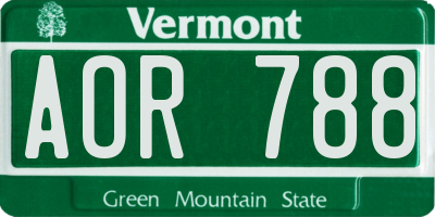 VT license plate AOR788