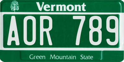 VT license plate AOR789