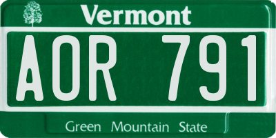 VT license plate AOR791