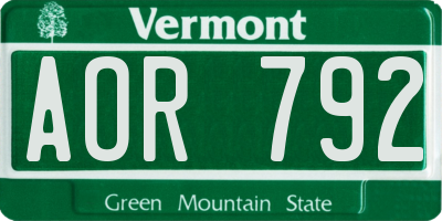 VT license plate AOR792
