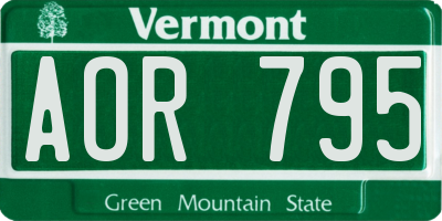 VT license plate AOR795