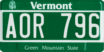 VT license plate AOR796