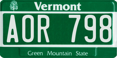 VT license plate AOR798