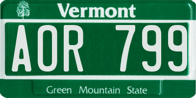 VT license plate AOR799
