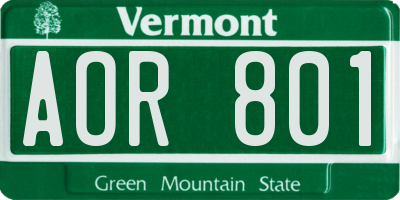 VT license plate AOR801