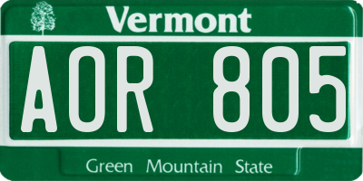 VT license plate AOR805