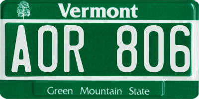 VT license plate AOR806