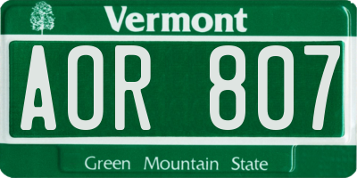 VT license plate AOR807