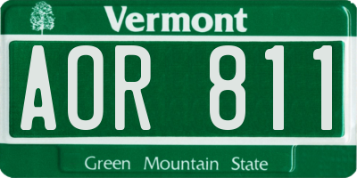 VT license plate AOR811