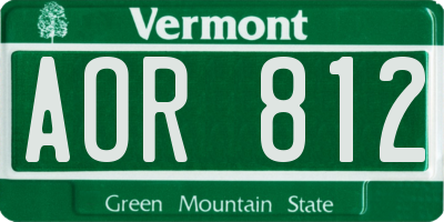 VT license plate AOR812